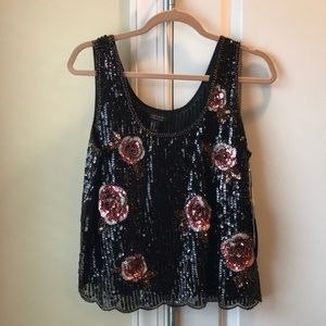 Black sequined tank top